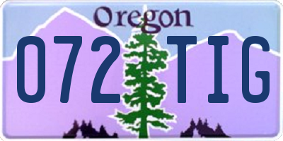 OR license plate 072TIG