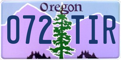 OR license plate 072TIR