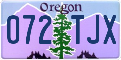 OR license plate 072TJX