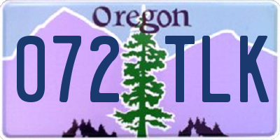OR license plate 072TLK
