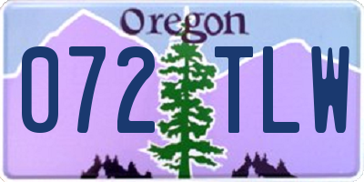 OR license plate 072TLW