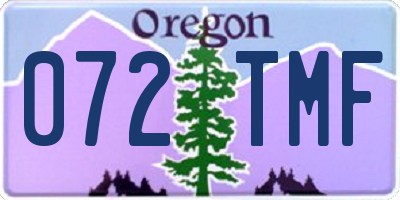 OR license plate 072TMF