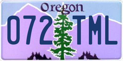 OR license plate 072TML