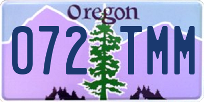 OR license plate 072TMM
