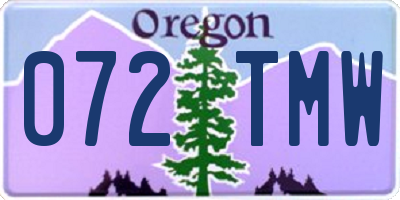 OR license plate 072TMW