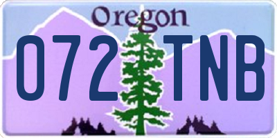 OR license plate 072TNB
