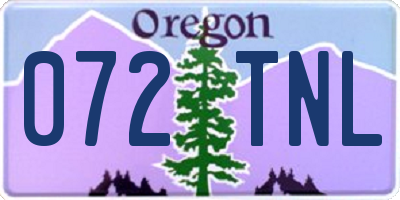 OR license plate 072TNL