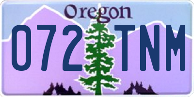 OR license plate 072TNM