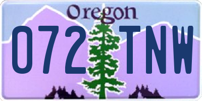 OR license plate 072TNW