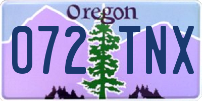 OR license plate 072TNX