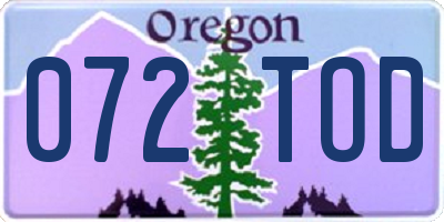 OR license plate 072TOD