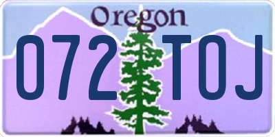 OR license plate 072TOJ