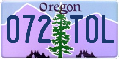 OR license plate 072TOL