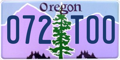 OR license plate 072TOO