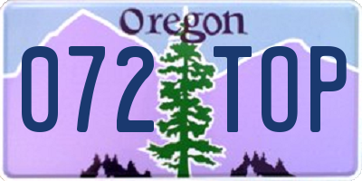 OR license plate 072TOP