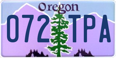 OR license plate 072TPA