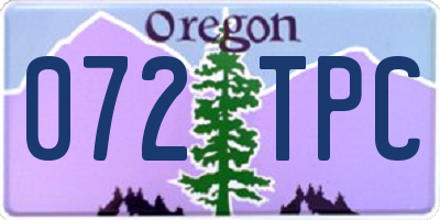 OR license plate 072TPC