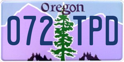 OR license plate 072TPD