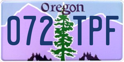 OR license plate 072TPF