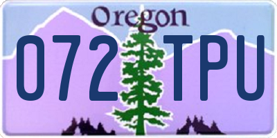 OR license plate 072TPU