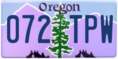 OR license plate 072TPW