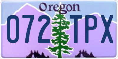OR license plate 072TPX