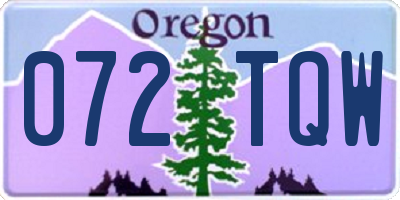 OR license plate 072TQW