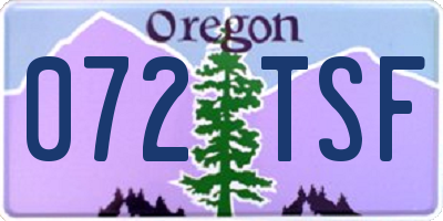 OR license plate 072TSF