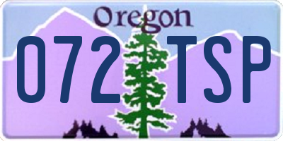 OR license plate 072TSP