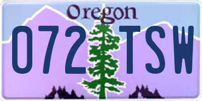OR license plate 072TSW