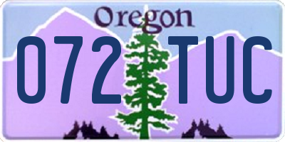 OR license plate 072TUC