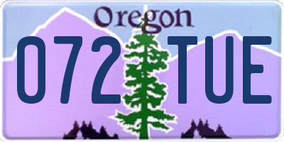 OR license plate 072TUE