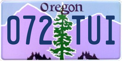 OR license plate 072TUI