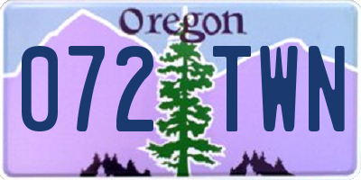 OR license plate 072TWN