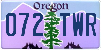 OR license plate 072TWR