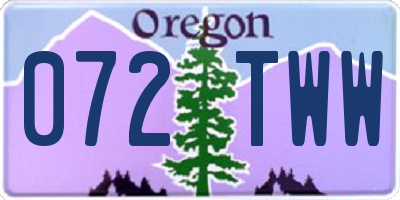 OR license plate 072TWW