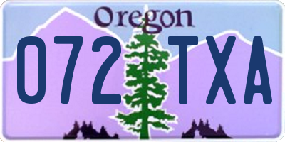 OR license plate 072TXA