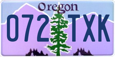 OR license plate 072TXK