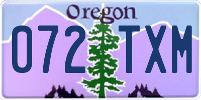 OR license plate 072TXM
