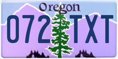 OR license plate 072TXT