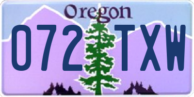 OR license plate 072TXW