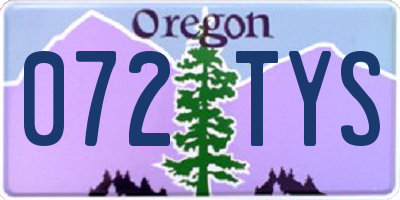 OR license plate 072TYS