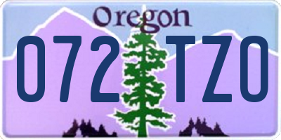 OR license plate 072TZO