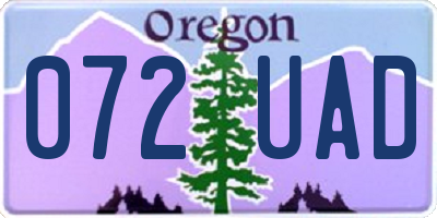 OR license plate 072UAD