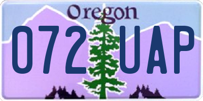 OR license plate 072UAP