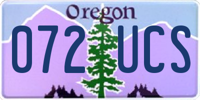 OR license plate 072UCS