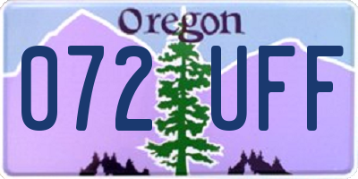 OR license plate 072UFF