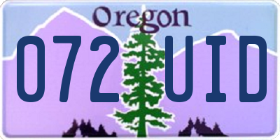 OR license plate 072UID