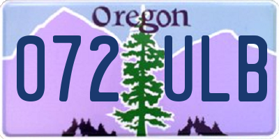 OR license plate 072ULB