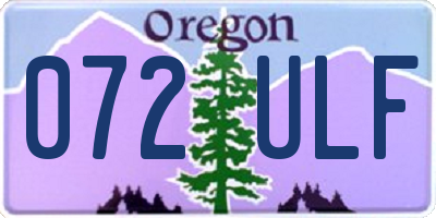 OR license plate 072ULF